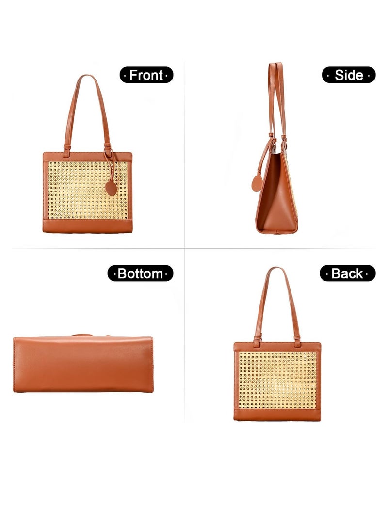 KASTWAVE Straw Beach Bag for Women, Summer Beach Tote Bag, Woven Rattan Tote Bag, Straw Purses and Handbags for Vacation with Pendant, Personalized Tote, Khaki - Image 3