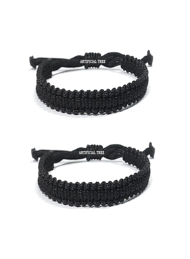 ARTIFICIAL TREE Handmade Kala Dhaga Bracelet Adjustable for Women, Men, Girls, Boys | Nazar Bracelets 2 Piece Set | Adjustable Black Thread Bracelets for Protection Black (AT GIRLS BRCT 001) - Image 1