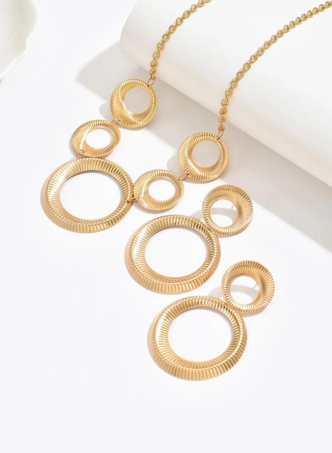 Take Two  Gold Geometric Circle Necklace and Earrings Set for Women | Best Price UAE
