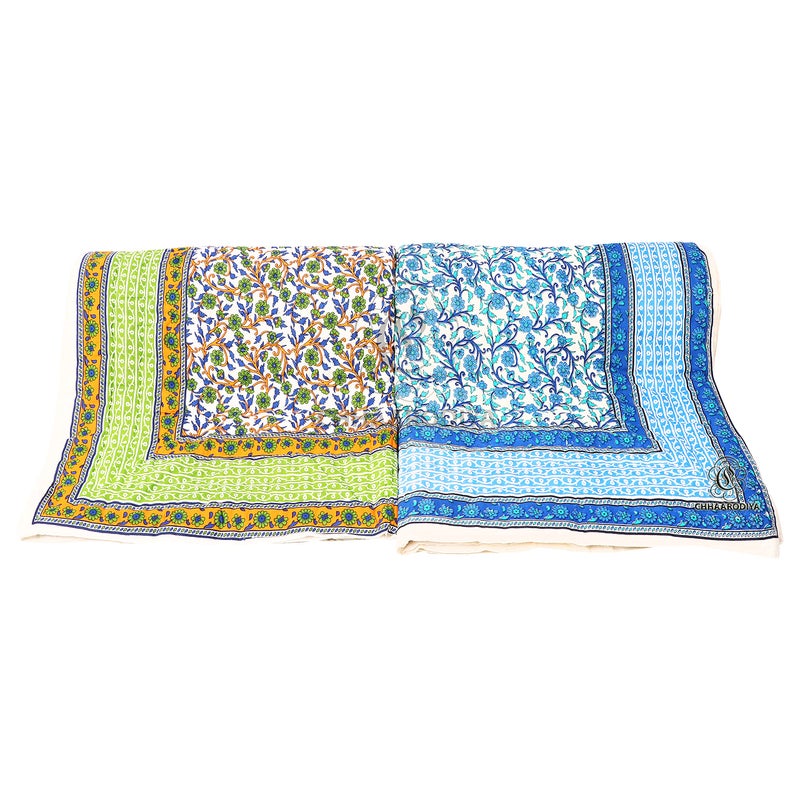LILFLY 400 TC Pure Cotton Jaipuri Light Weight Traditional Rajasthani Print Single Bed Quilt/Razai/Rajai (Design 1, Single Bed - Set of 2 Combo Set) - Image 3