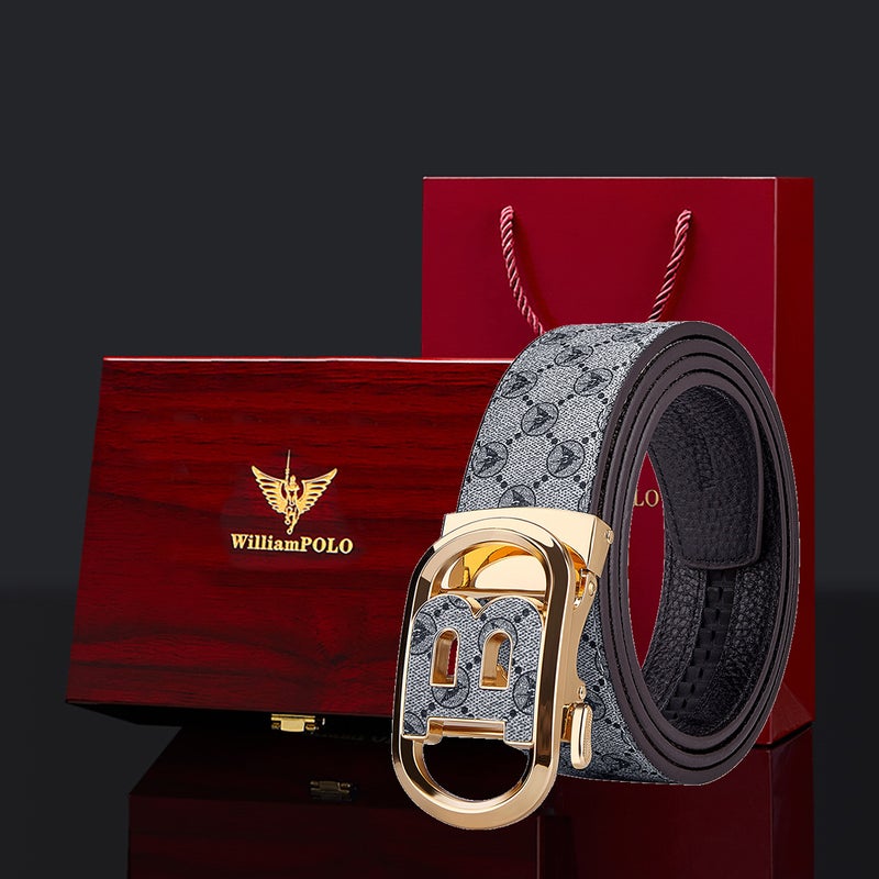 Williampolo Men's Leather Belt with Alloy Buckle - Durable, Stylish & Versatile