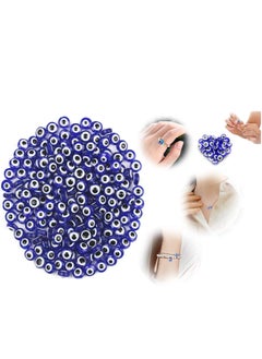 Evil Eye Beads, Round Evil Eye Handmade Resin Beads, Charms Round Evil Eye Spacer Beads Handmade Beads for DIY Jewelry Bracelet Earring Necklace Craft Making, Blue, 200 pcs