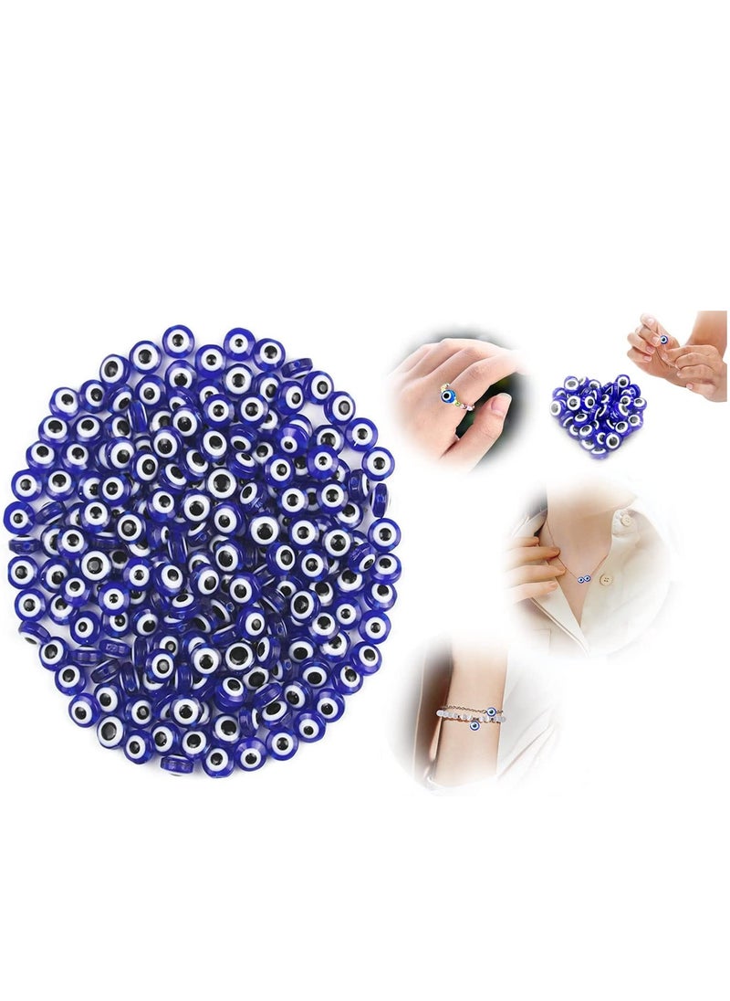 Excefore - Evil Eye Beads, Round Evil Eye Handmade Resin Beads, Charms Round Evil Eye Spacer Beads Handmade Beads for DIY Jewelry Bracelet Earring Necklace Craft Making, Blue, 200 pcs - Image 1