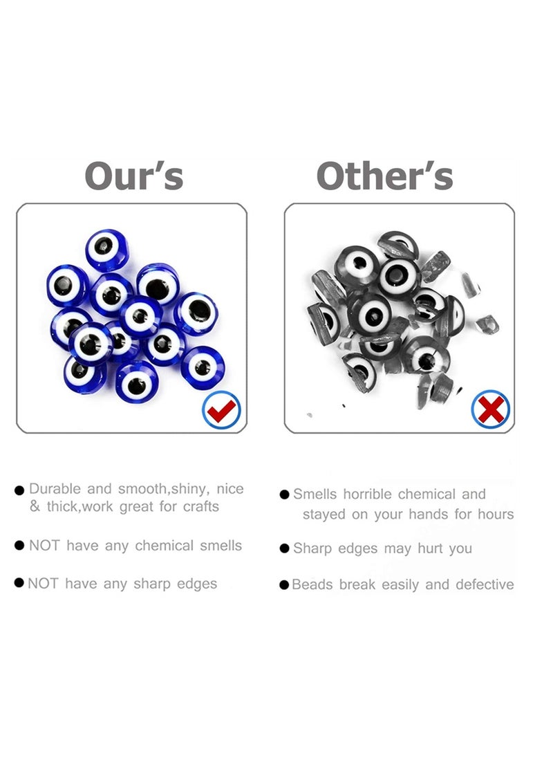 Excefore - Evil Eye Beads, Round Evil Eye Handmade Resin Beads, Charms Round Evil Eye Spacer Beads Handmade Beads for DIY Jewelry Bracelet Earring Necklace Craft Making, Blue, 200 pcs - Image 1