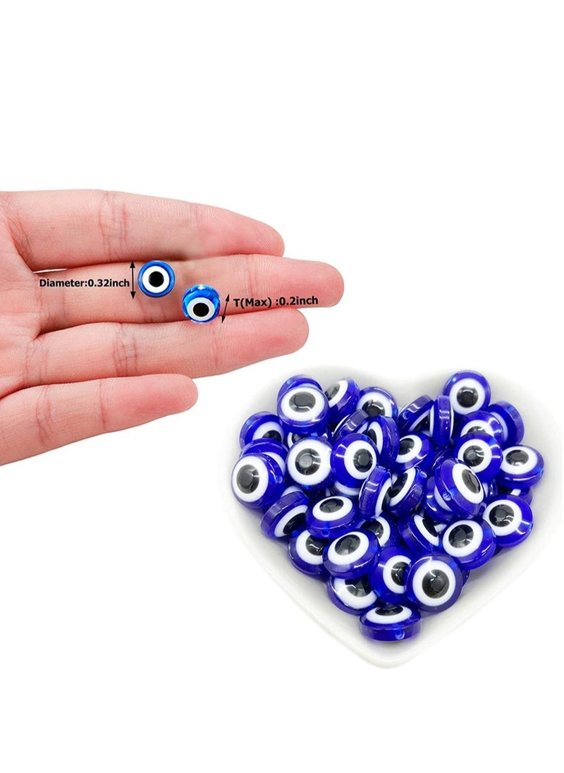 Excefore - Evil Eye Beads, Round Evil Eye Handmade Resin Beads, Charms Round Evil Eye Spacer Beads Handmade Beads for DIY Jewelry Bracelet Earring Necklace Craft Making, Blue, 200 pcs - Image 1