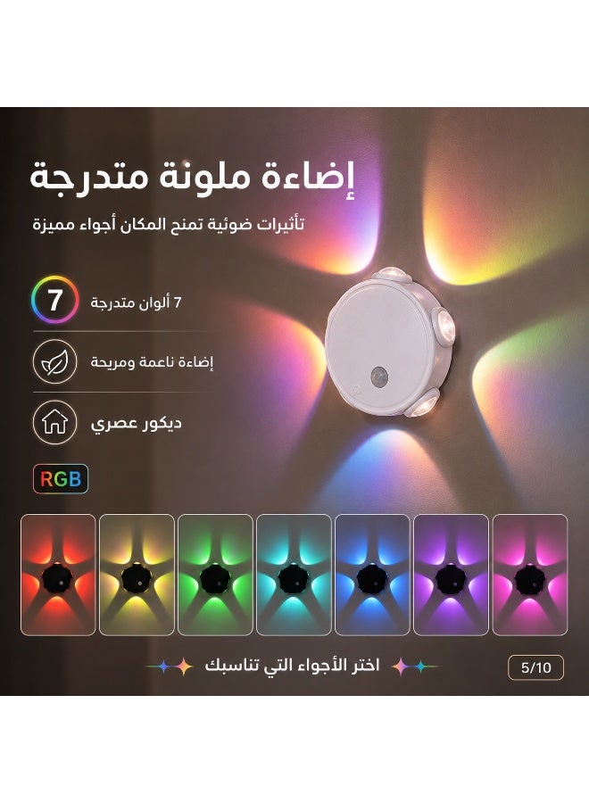 5-Head Cat's Eye Wall Lamp with Motion Sensor, Magnetic, RGB Colors, Type-C Charging - Image 2