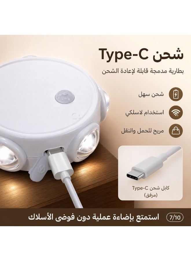 5-Head Cat's Eye Wall Lamp with Motion Sensor, Magnetic, RGB Colors, Type-C Charging - Image 4
