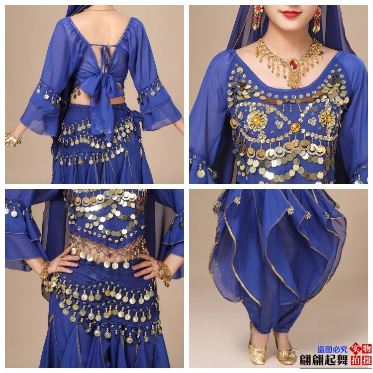Indian Dance Costume Adult Female Belly Dance Performance Costume Suit New Long Sleeve Ethnic Style Stage Performance Suit - Image 5