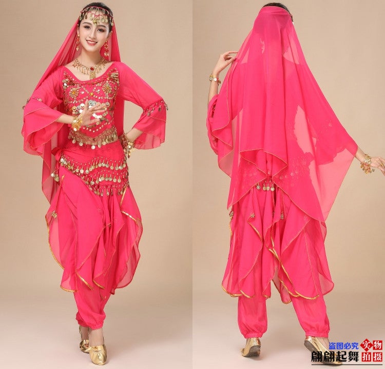 Indian Dance Costume Adult Female Belly Dance Performance Costume Suit New Long Sleeve Ethnic Style Stage Performance Suit - Image 1