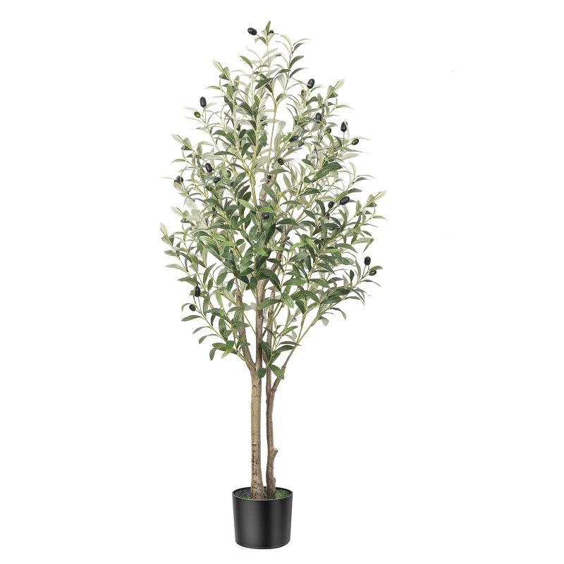 Alupssuc 4FT Artificial Olive Tree Lifelike Olive Leaves Faux Tree IndoorOutdoor for Home Living Room Bedroom Balcony Office Garden Decor