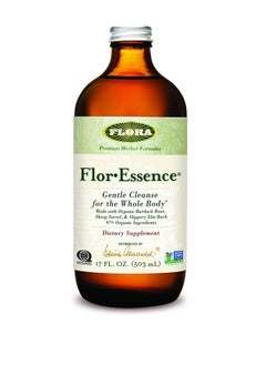 Flor Essence Liquid Tea Blend 17oz - Gentle Detox Cleanse with Burdock Root, Slippery Elm, Kelp, Thistle - Premium Organic Ingredients