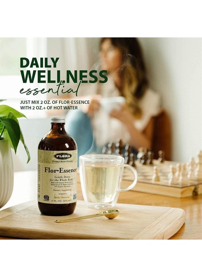 Flora - Flor Essence Liquid Tea Blend 17oz - Gentle Detox Cleanse with Burdock Root, Slippery Elm, Kelp, Thistle - Premium Organic Ingredients - Image 1