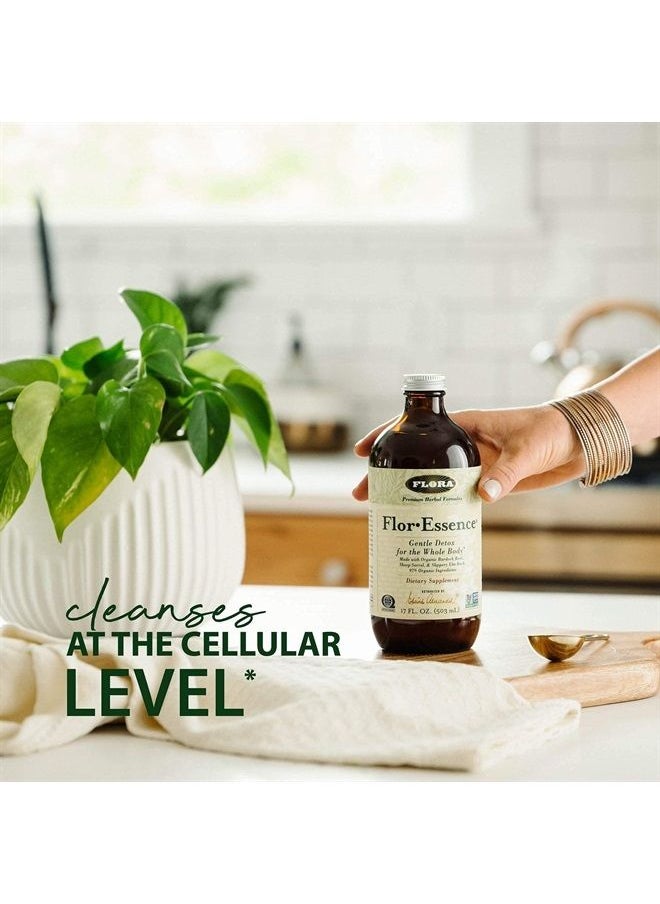 Flora - Flor Essence Liquid Tea Blend 17oz - Gentle Detox Cleanse with Burdock Root, Slippery Elm, Kelp, Thistle - Premium Organic Ingredients - Image 1