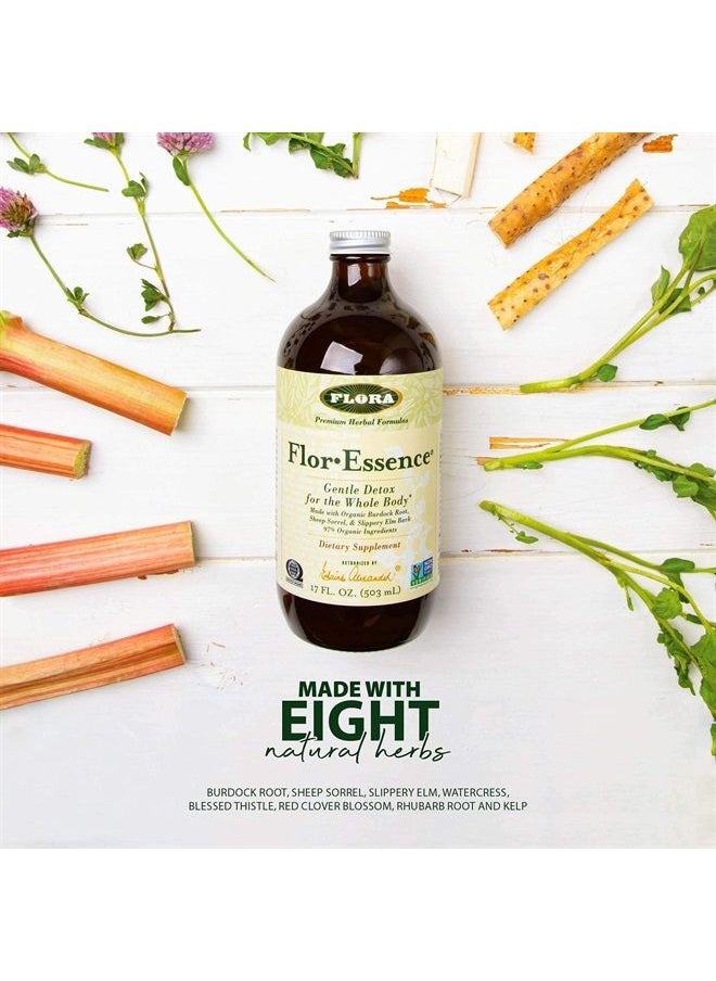 Flora - Flor Essence Liquid Tea Blend 17oz - Gentle Detox Cleanse with Burdock Root, Slippery Elm, Kelp, Thistle - Premium Organic Ingredients - Image 1