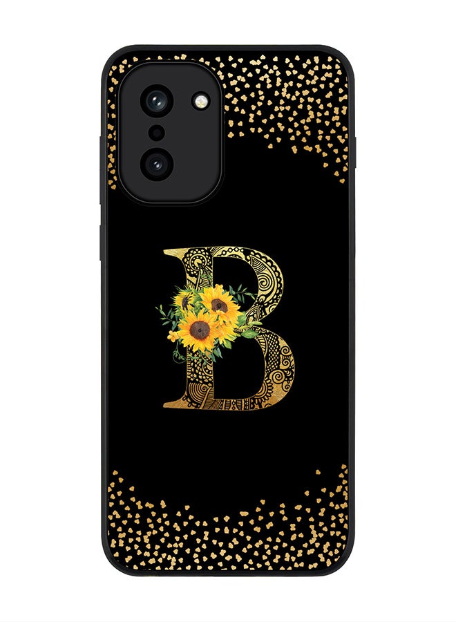 For OnePlus 15R Case,Slim fit Camera Protection, Shockproof Thin Phone cover  - Custom Floral Monogram - B ( Black )