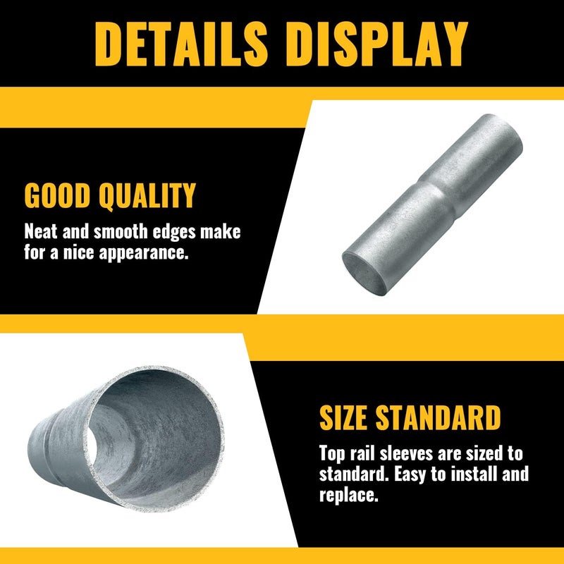 VIVIDA 1-3/8" x 6" Top Rail Sleeve, Chain Link Fence Top Rail Connector, for 1 3/8" OD Pipe, Galvanized Steel, 4 PCS - Image 5