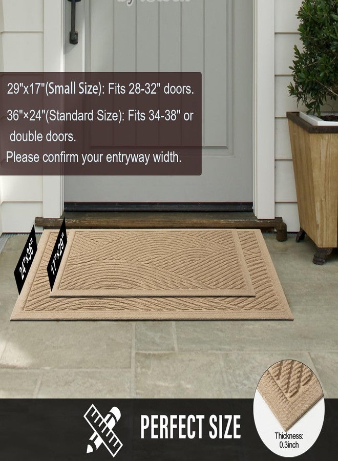HIYARD Sturdy Front Door Mat, Absorbent Muddy Dirt Resist Welcome Door Mats Outdoor Indoor, Stain and Fade Resistant, Non-Slip Backing Entry Mat Low Profile Doormat for Entryway, 29×17, Beige - Image 3