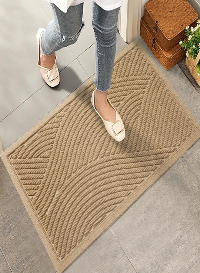 HIYARD Sturdy Front Door Mat, Absorbent Muddy Dirt Resist Welcome Door Mats Outdoor Indoor, Stain and Fade Resistant, Non-Slip Backing Entry Mat Low Profile Doormat for Entryway, 29×17, Beige - Image 1