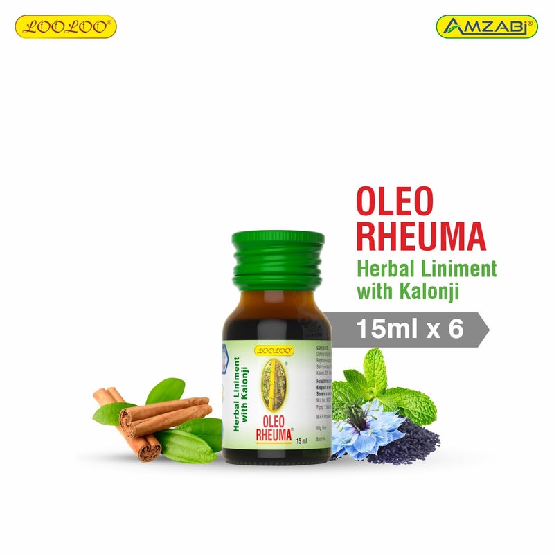 LooLoo Oleo Rheuma Herbal Liniment |Kalonji, Cinnamon, Clove, Mint & Mustard Oil (15ml x 6) - Image 2