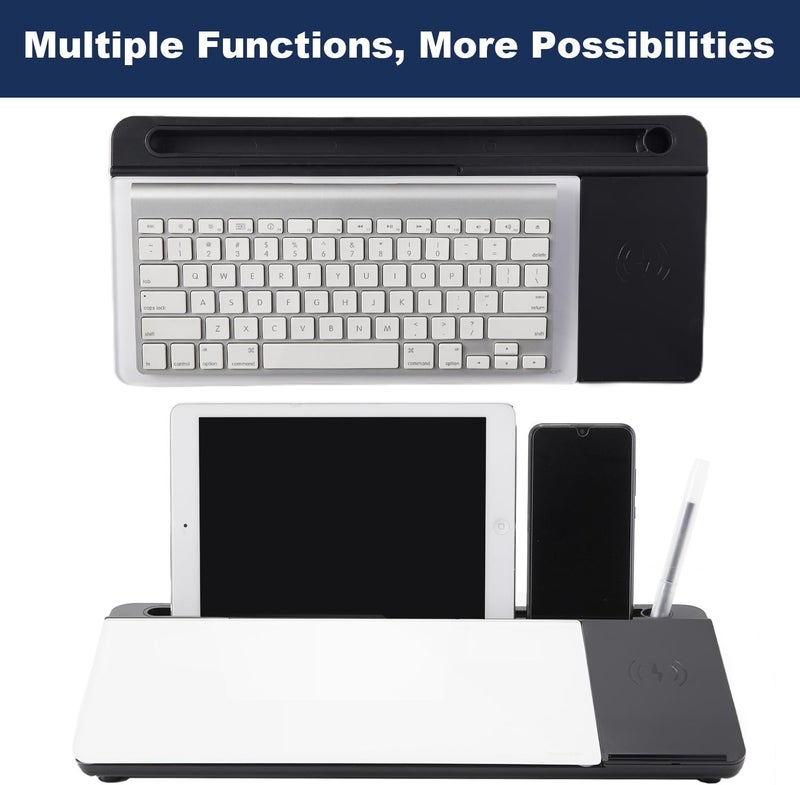 TSJ OFFICE Small Glass Desktop Whiteboard Dry-Erase-Board - Computer Keyboard Stand with Wireless Charger White Board Surface Pad with Drawer, Desk Organizers with Accessories for Office, Home, School Supplies - Image 5