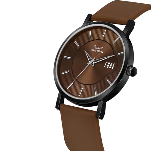 LOUIS DEVIN Brown Silicone Strap Analog Wrist Watch for Men (Brown Dial) | LD-GR092-BRWN - Image 4
