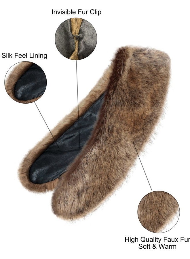 La Carrie Women's Faux Fur Collar Scarf Wrap Cold Winter Warmer Raccoon, 80 - Image 2