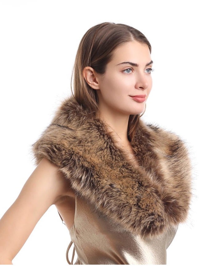 La Carrie Women's Faux Fur Collar Scarf Wrap Cold Winter Warmer Raccoon, 80 - Image 5