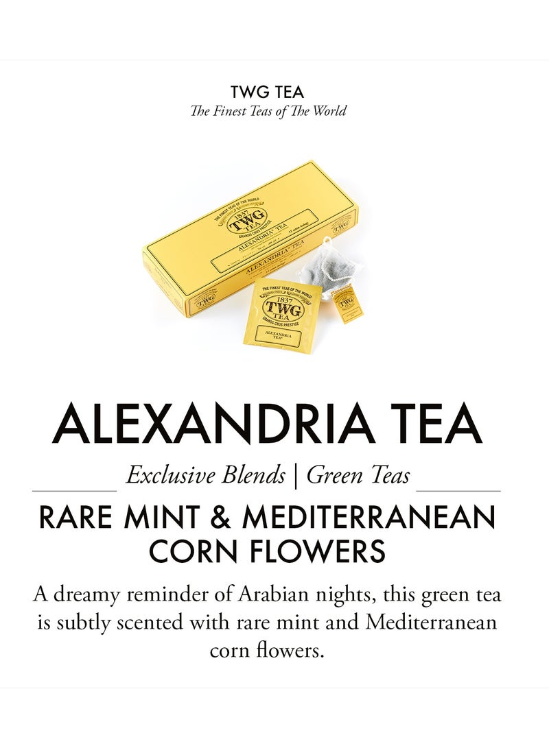 TWG Tea Alexandria Tea | Green Tea | Mint & Corn Flowers | 15 Hand Sewn Cotton Teabags | Gift Set - Image 3
