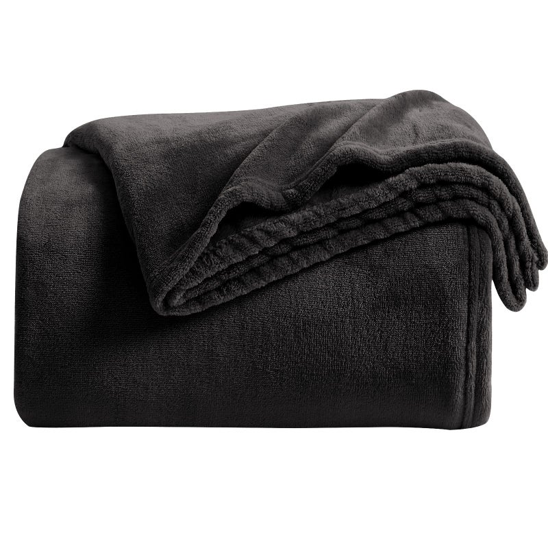 KMUSET Super Soft Throw Blanket Premium Silky Flannel Fleece Twin Size Black Microfiber Lightweight Blanket All Season Use60X80 inches