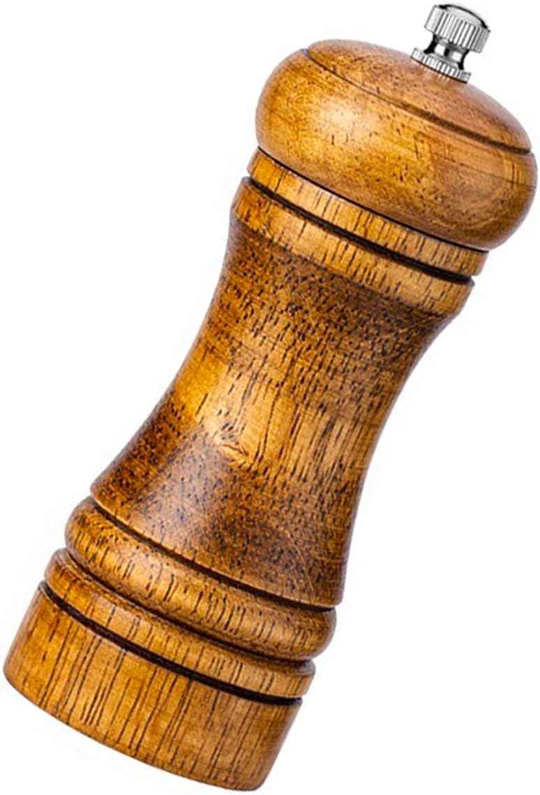 TooWoom Pepper Grinder Salt Grinder Wooden Pepper Mill Grinder w/Adjustable Coarse, 5 inch Tall Wood Refillable Manual Pepper Grinder Mill Peppermill for Black Peppercorn, Easy Clean - Image 1