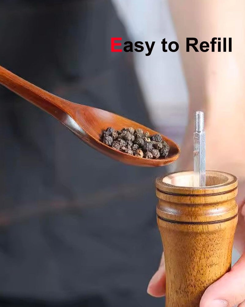 TooWoom Pepper Grinder Salt Grinder Wooden Pepper Mill Grinder w/Adjustable Coarse, 5 inch Tall Wood Refillable Manual Pepper Grinder Mill Peppermill for Black Peppercorn, Easy Clean - Image 4