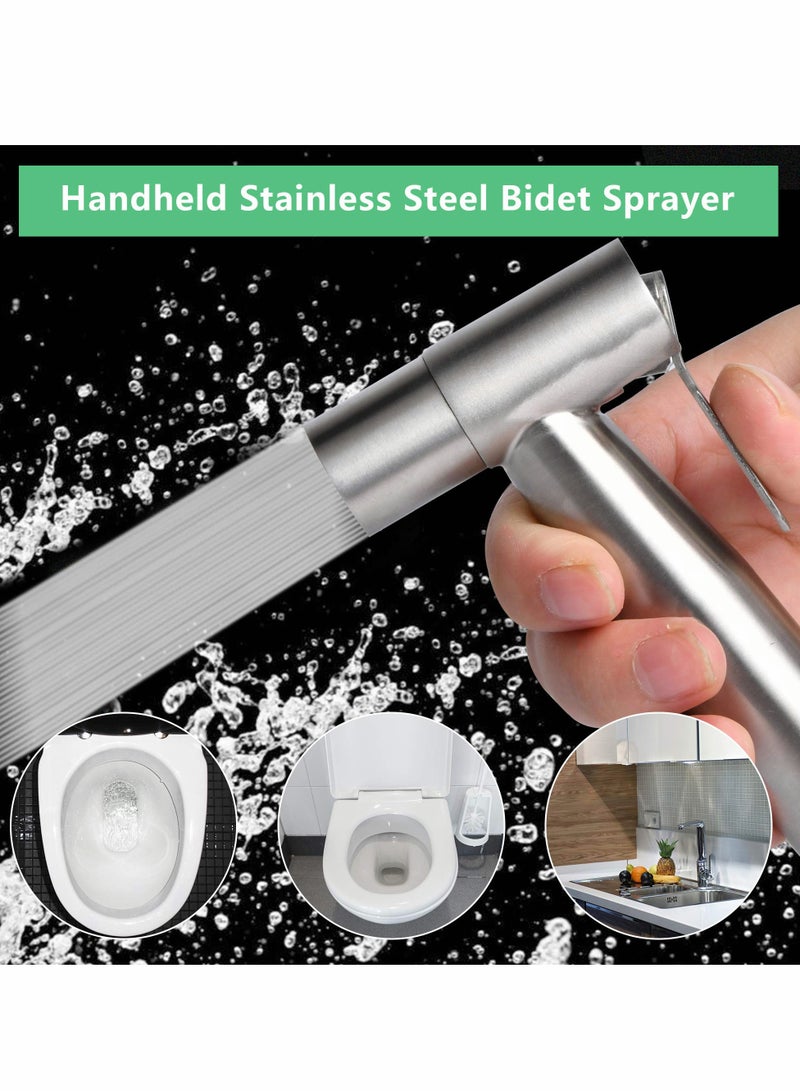 Excefore Bidet Toilet Sprayer Head, 2Pcs Hand Shower Stainless Steel Handheld Cloth Bathroom Diaper for Kitchen and Cleaning  - Image 3