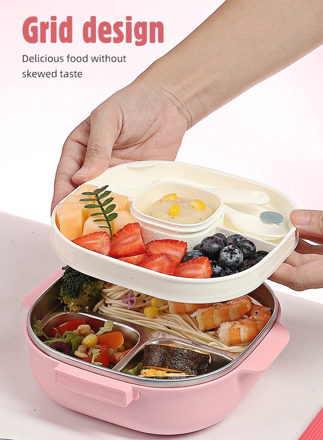 Soft Touch 300ml Stainless Steel Baby Lunch Box, Kids Tiffin Box, Toddler Bento Box with Cutlery, Leakproof Baby Food Container, School Lunch Box with Lock Clips (Pink) - Image 5