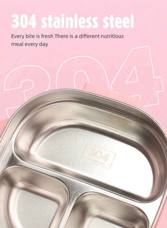 Soft Touch 300ml Stainless Steel Baby Lunch Box, Kids Tiffin Box, Toddler Bento Box with Cutlery, Leakproof Baby Food Container, School Lunch Box with Lock Clips (Pink) - Image 4