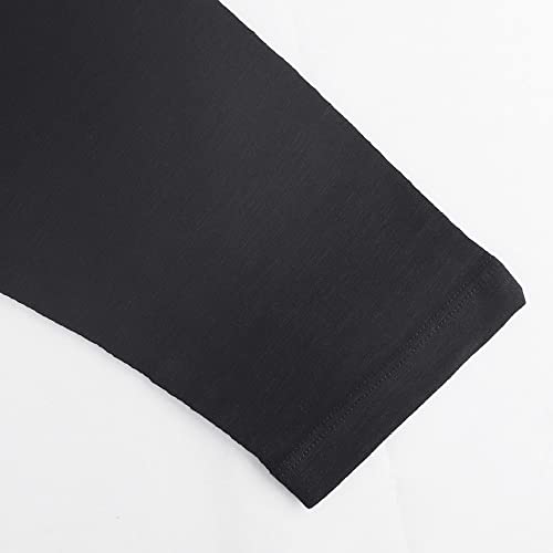 palglg Mens Regular-fit Henley T-Shirt Long-Sleeve with 3 Buttons Placket Slub Vintage Cotton Black S - Image 5