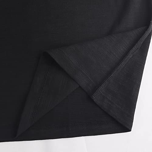 palglg Mens Regular-fit Henley T-Shirt Long-Sleeve with 3 Buttons Placket Slub Vintage Cotton Black S - Image 4