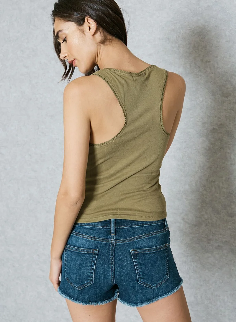 FOREVER 21 Eyelet Detail Tank Top