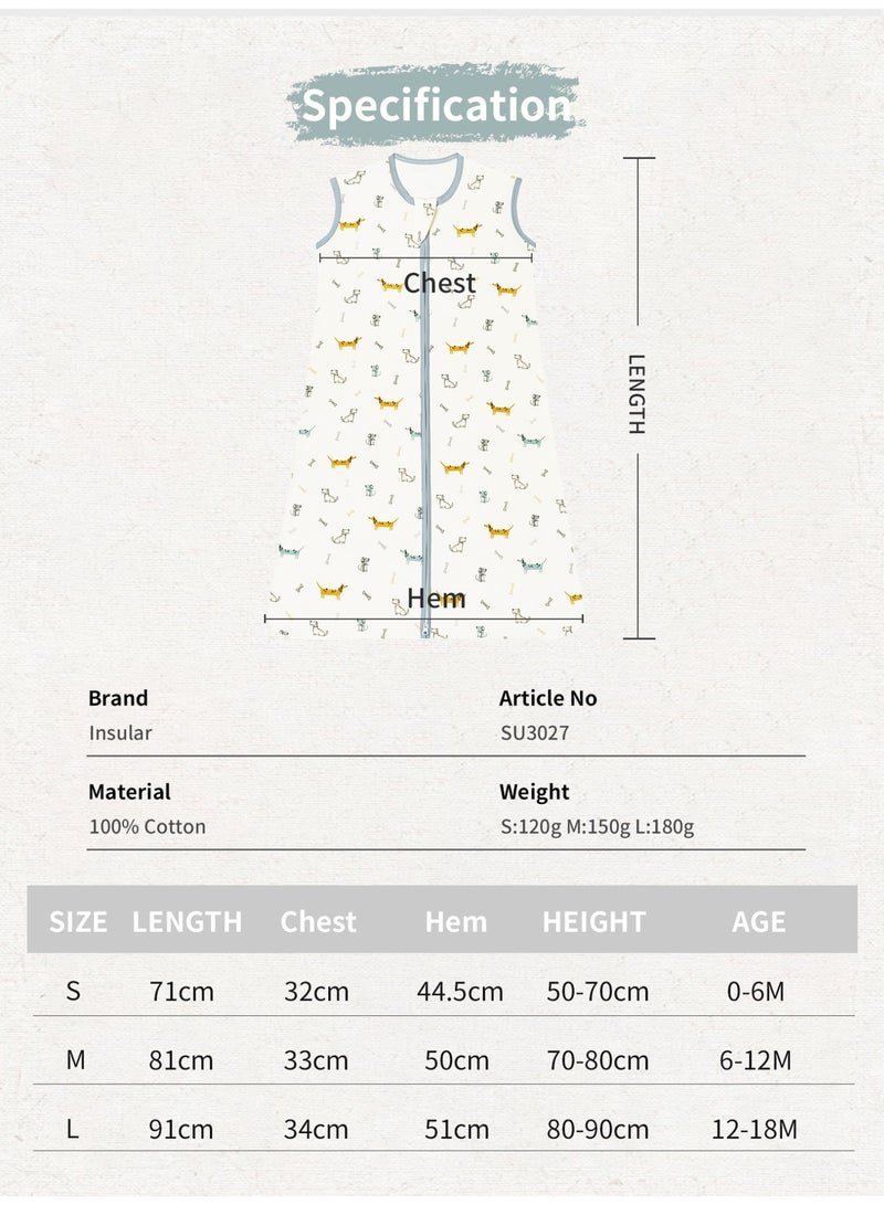 insular Baby Sleep Sack 100% Cotton Baby Sleeping Bag Sleeveless Unisex Baby Sleeping Sack Summer (L) - Image 2