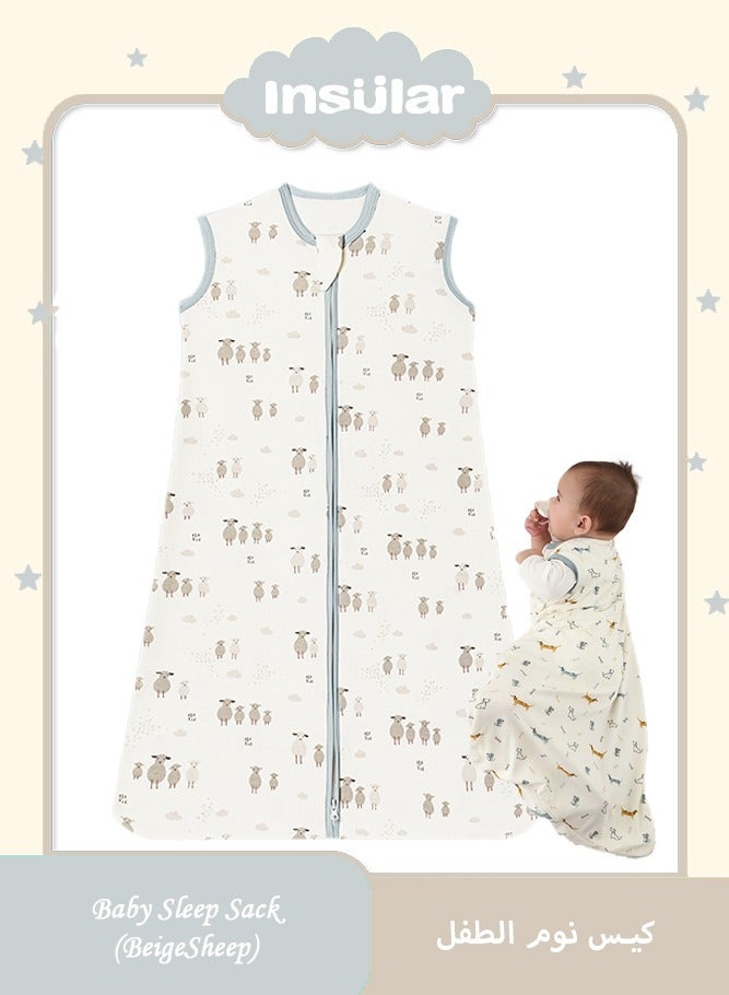 insular Baby Sleep Sack 100% Cotton Baby Sleeping Bag Sleeveless Unisex Baby Sleeping Sack Summer (L) - Image 1