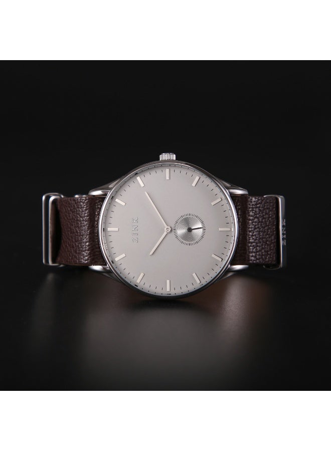 زنك ساعة زينك للرجال فضية وبنية مصنوعة من الجلد | ZK130G5LS-12S - Image 5