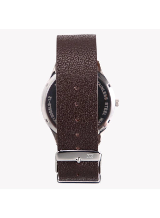 زنك ساعة زينك للرجال فضية وبنية مصنوعة من الجلد | ZK130G5LS-12S - Image 4