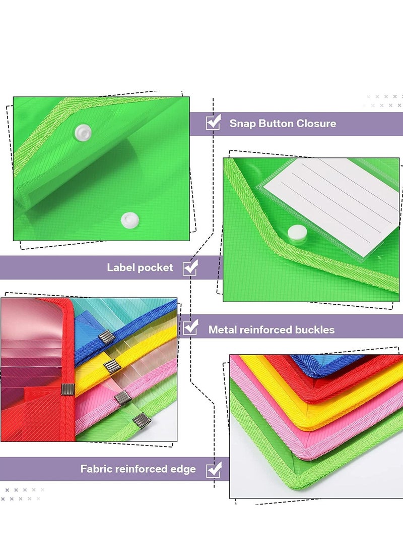 SYOSI - Plastic File Folders Envelope, 10 Pieces Expanding Wallet Organizer Documents Folder with Snap Closure and Pocket, A4 Size Waterproof Transparent Pouch for School - Image 1