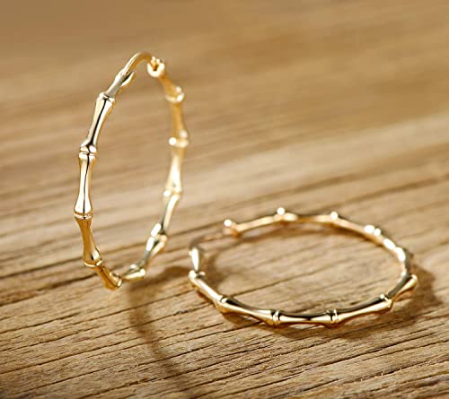 Barzel 18k Gold Plated Bamboo Earrings For Women (Gold) - Image 5