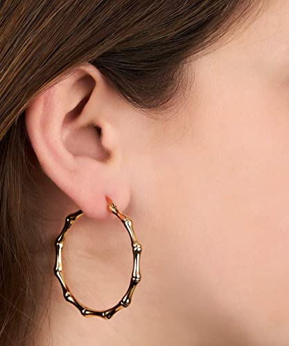 Barzel 18k Gold Plated Bamboo Earrings For Women (Gold) - Image 2
