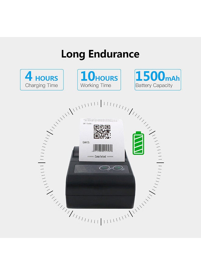 58mm Mini Portable Thermal Printer Wireless Lable Receipt Shipping Exrpress Printer USB BT Connection Support ESC/POS Command Compatible with Windows Android iOS for Supermarket Store Restaurant