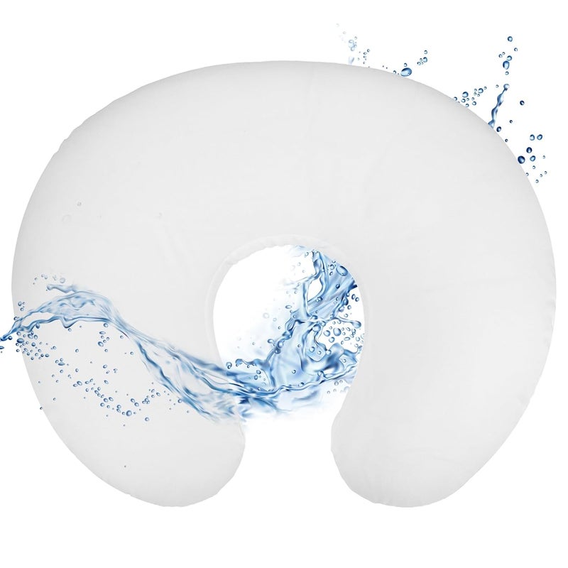 Hooyax غطاء وسادة الرضاعة المقاوم للماء من هوياكس للرضع، أغطية مرنة للرضاعة الطبيعية لوسائد الرضاعة، غطاء وسادة تغذية الرضع الجذاب للأولاد والبنات باللون الأبيض - Image 1