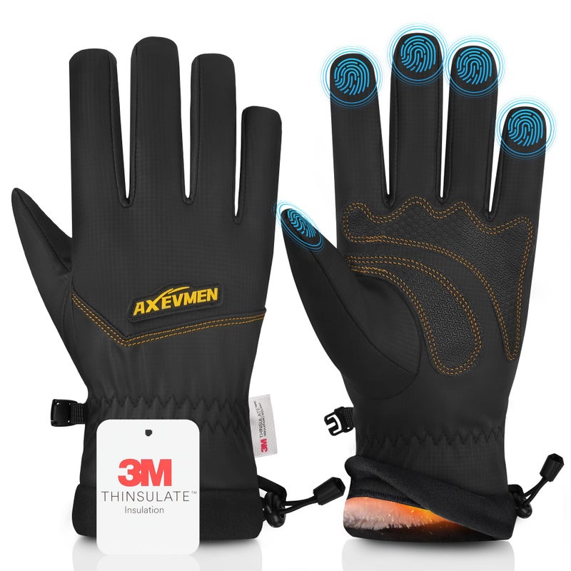 AXEVMEN Winter Gloves (Black, Large) - Image 1