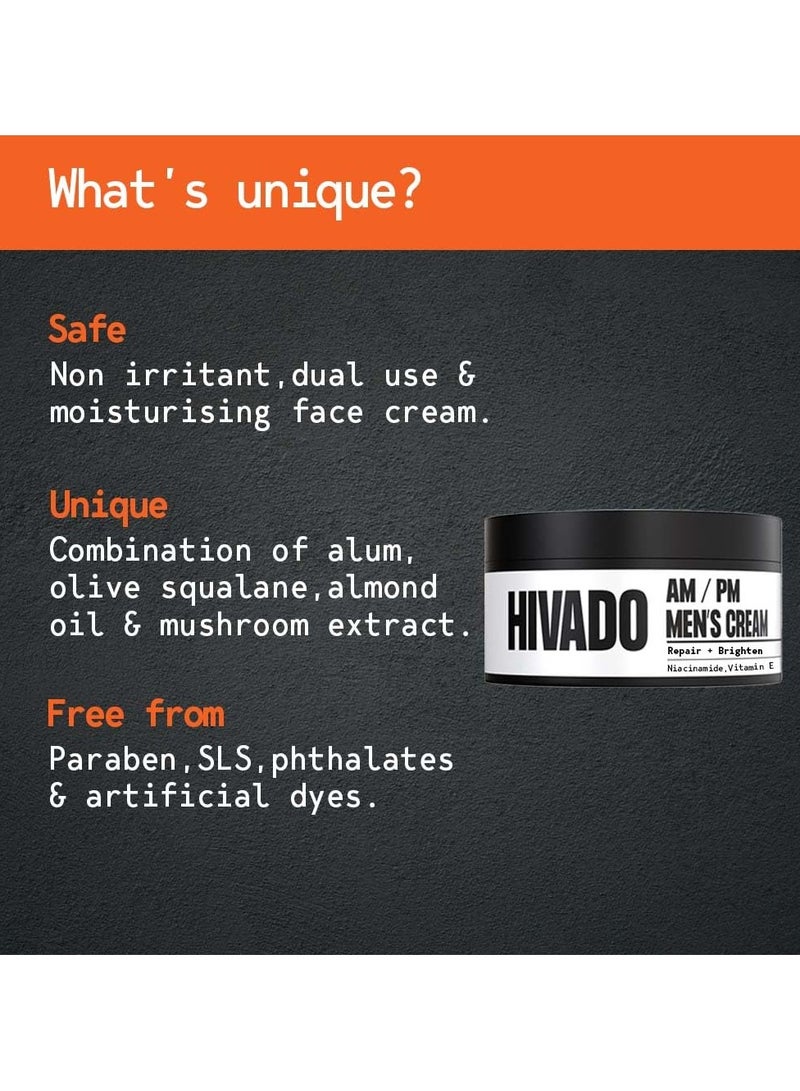 هيفادو كريم للرجال | كريم للرجال | بشرة أكثر إشراقًا، غير دهني، غير لزج، موحد لون البشرة، 50 جم | نياسيناميد، فيتامين هـ، مستخلص الأوجون، الصبار | خالٍ من الكبريتات وخالٍ من البارابين | كريم للرجال للوجه - Image 3