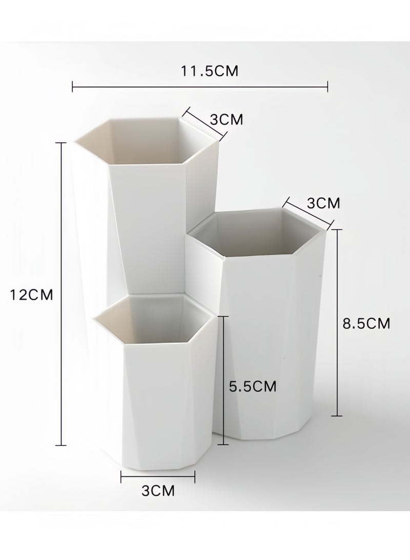 صندوق تخزين فرش المكياج 3 في 1، منظم مستحضرات التجميل، حامل أقلام (مشمشي) - Image 4