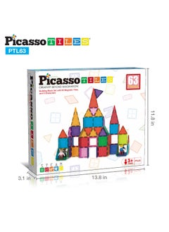PicassoTiles PicassoTiles Brick Block Magnetic Building Block Set with 2 Character Figures (63 Pieces)  - Image 3